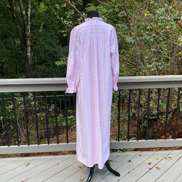 Vintage 80s 90s Flannel Cottagecore Victorian Highneck Floral Nightgown Pajamas - Picture 4 of 10